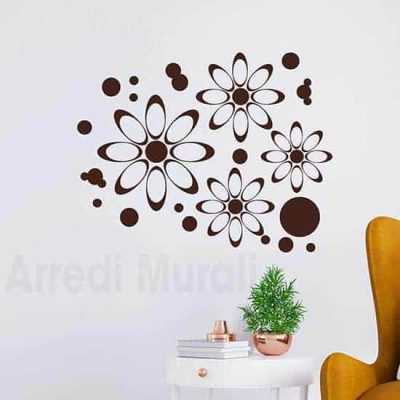 adesivi murali fiori moderni marrone