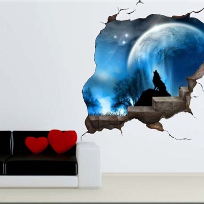 adesivo da parete buco nel muro trompe l'oeil