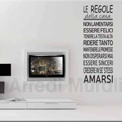 adesivo murale frase regole della casa