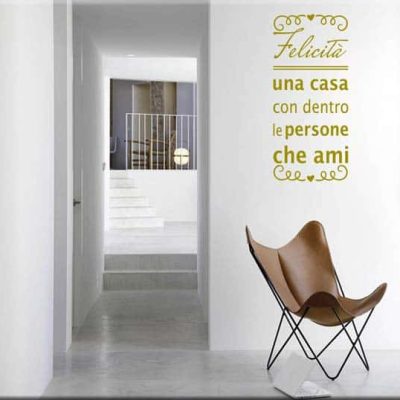 adesivo da muro frase felicità