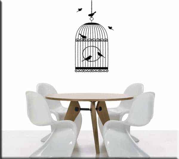 adesivo da parete gabbia uccelli