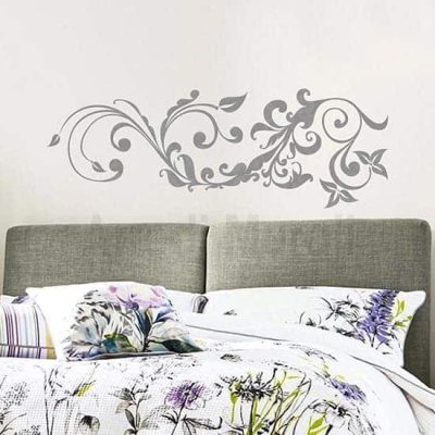 Adesivo murale floreale stilizzato argento