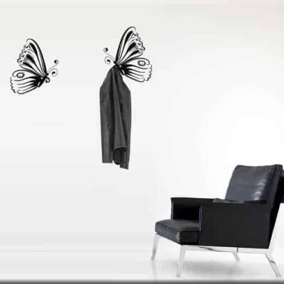 adesivi murali appendiabiti 2 farfalle