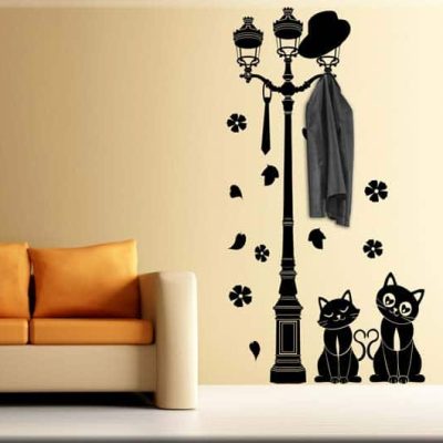 adesivo da muro appendiabiti gatti