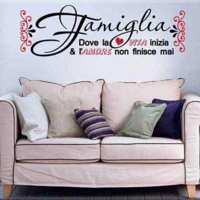 adesivo murale frase famiglia