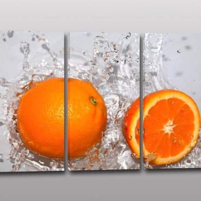 tris quadri moderni arancia