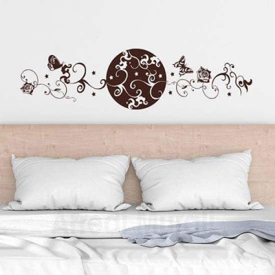 Wall sticker testata letto floreale marrone