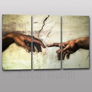 Tris quadri moderni Creazione di Adamo riproduzione su 3 tele