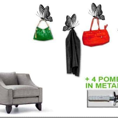 adesivi murali appendiabiti 4 farfalle