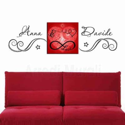 adesivi murali personalizzati abbinati a quadro love