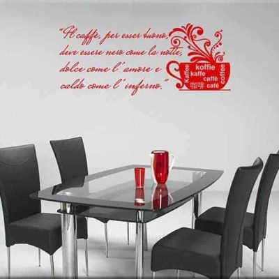 adesivi da parete frase caffè bar