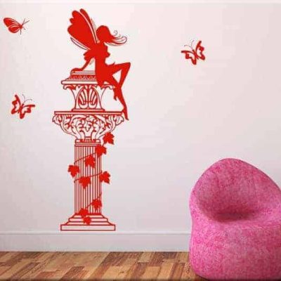 adesivi murali colonna fantasy farfalle