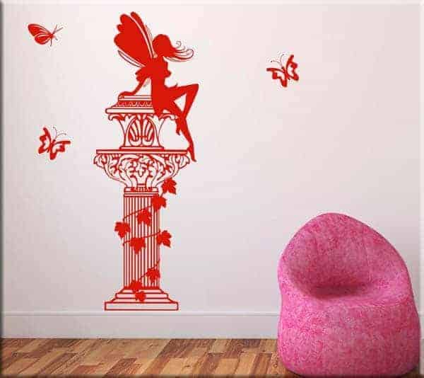 adesivi murali colonna fantasy farfalle