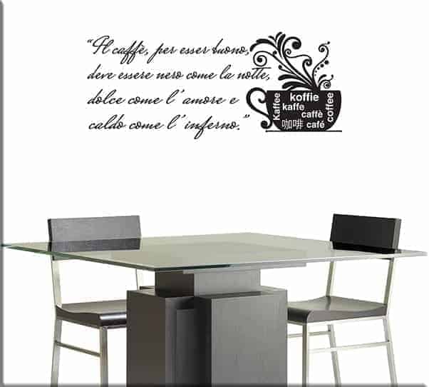 adesivi murali frase caffè bar