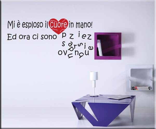 adesivi murali frasi cuore pezzi