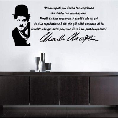 Decorazione murale frase Charlie Chaplin