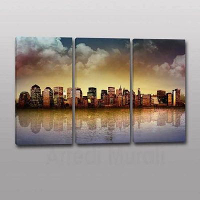 Tris quadri moderni panorama citta