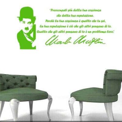 adesivi da parete frase Charlie Chaplin