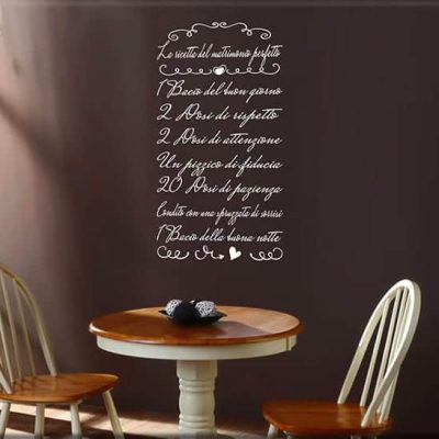 adesivi da parete ricetta del matrimonio perfetto