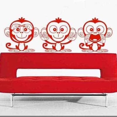 adesivi murali tre scimmiette dispettose