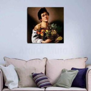 tela riproduzione caravaggio fanciullo con canestro di frutta