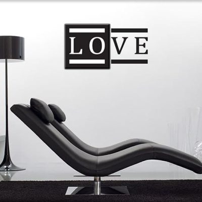 quadro moderno love e adesivo murale