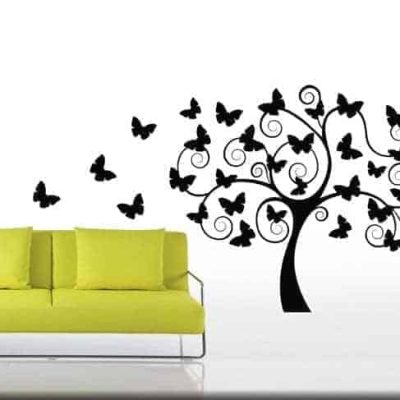 Adesivi da parete albero stilizzato farfalle