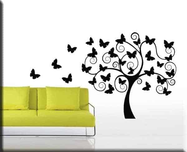 Adesivi da parete albero stilizzato farfalle