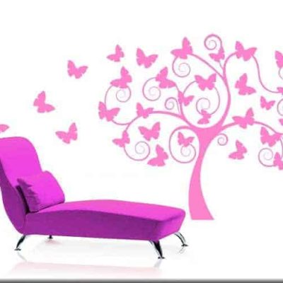 Adesivi murali albero stilizzato farfalle