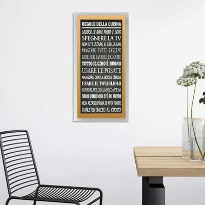 Quadro tela frase regole della cucina
