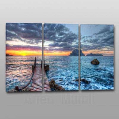 3 quadri moderni paesaggio mare
