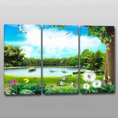Tris quadri moderni paesaggio natura