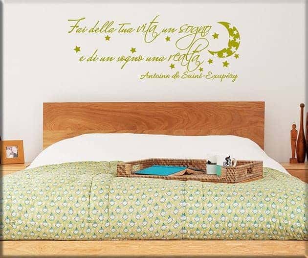 decorazioni adesive murali frase letto