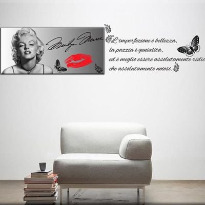 quadro moderno Marilyn Monroe e adesivi murali citazione