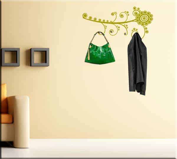 Decorazione adesiva murale appendiabiti fiore