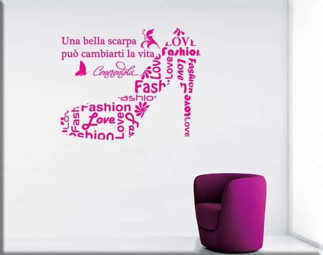Adesivi da parete frase scarpa Cenerentola