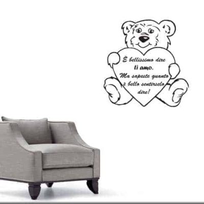 adesivi murali orsacchiotto frase love