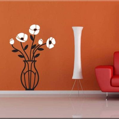 Adesivi da parete vaso con fiori arredo