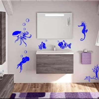 adesivi murali animali marini bagno arredo