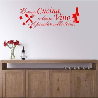 adesivi da parete frase cucina vino