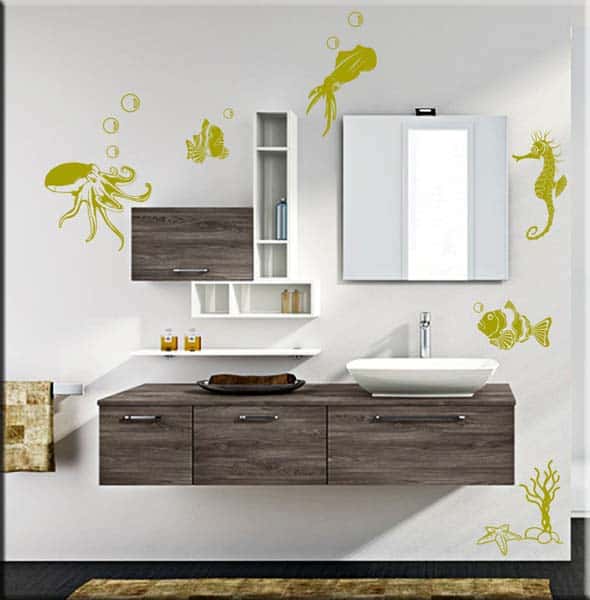 wall stickers animali marini bagno arredo