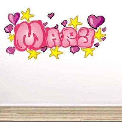 adesivo murale graffito nome personalizzato rosa