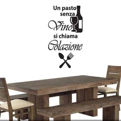 adesivi da parete frase vino osteria ristorante