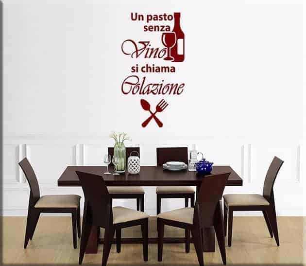 adesivi murali frase vino osteria ristorante