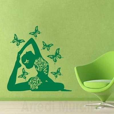 Adesivi murali posizione Yoga farfalle