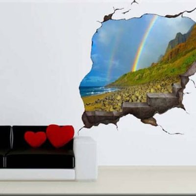 Adesivi murali trompe l'oeil buco nel muro