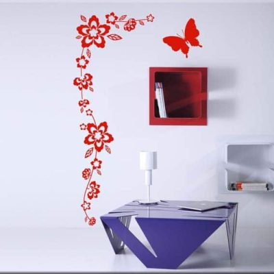 decorazioni murali fiori farfalla arredo design