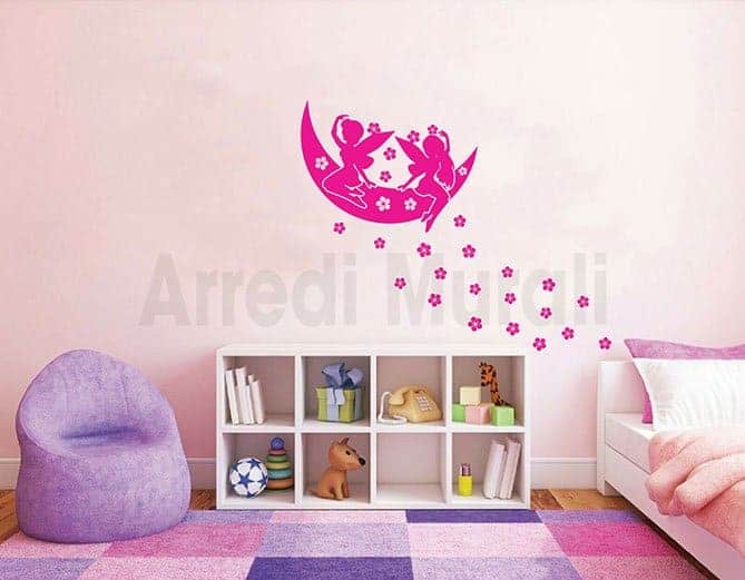 Adesivi da parete flower and fairy per arredo parete cameretta bimba