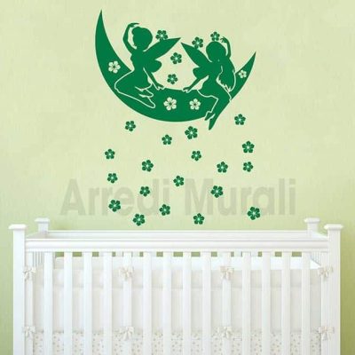 fatine su luna lanciano fiori in adesivi murali