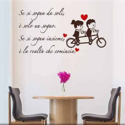 adesivi da parete frase sognare insieme